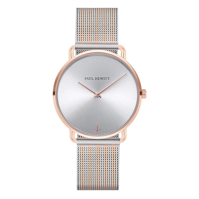 PAUL HEWITT Damen Uhr Miss Ocean Line Silver Sunray IP Roségold Meshband Bicolor IP Roségold/Edelstahl