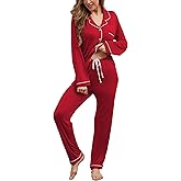 FENNAT Pajama Sets Women Soft Long Sleeve Button Down Sleepwear Classic Ladies Pjs Lightweight Lounge Sets S-XXL