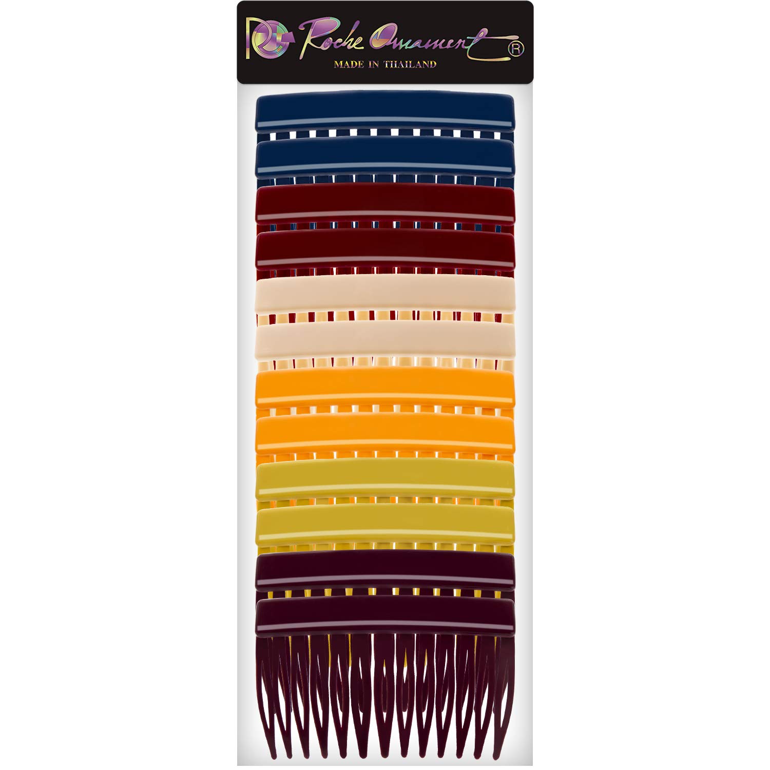 RC ROCHE ORNAMENT 12 Pcs Womens Girls Classic Side Slide Comb Premium Hair Accessory Pin Wide Teeth Solid Plastic Combs Bridal Pins Beauty Fashion Accessories, Medium Classic Multicolor : Beauty
