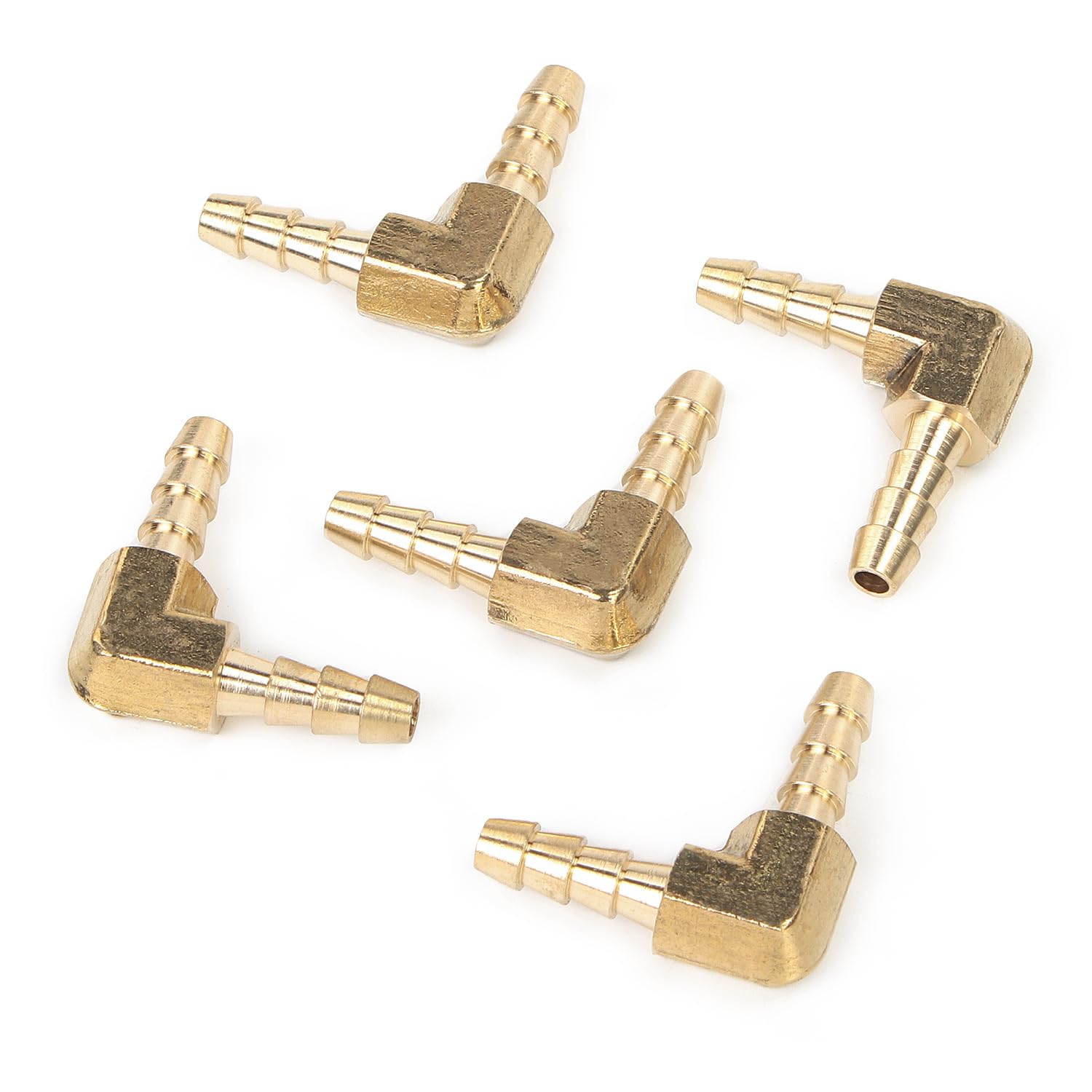 LTWFITTING 90 Deg Elbow Brass Barb Fitting 3/16-Inch x3/16-Inch(5mm) Hose ID Air/Water/Fuel/Oil/Inert Gases (Pack of 5)