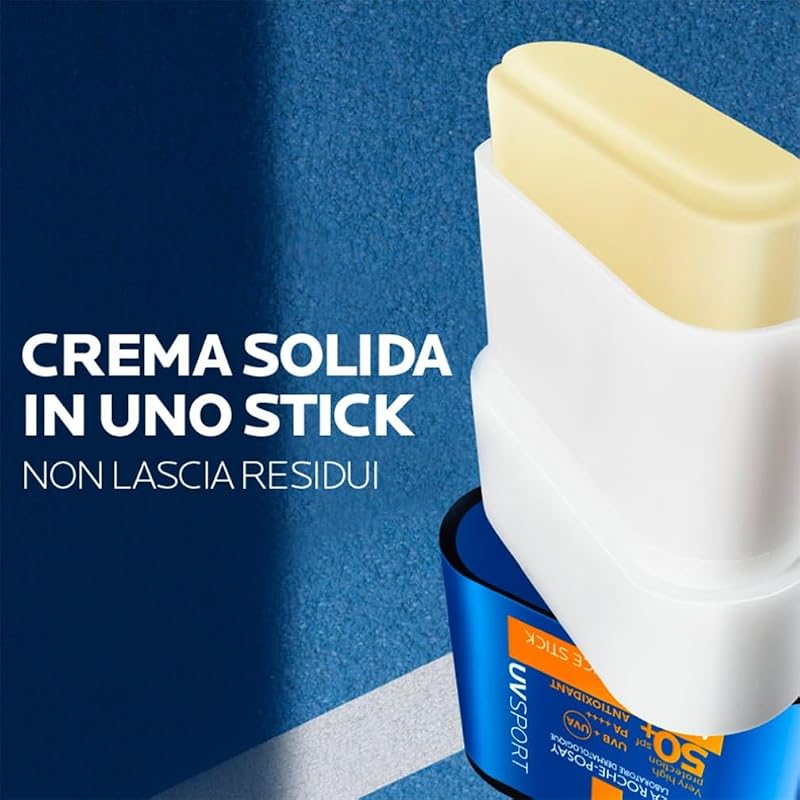 La Roche Posay Anthelios UVSport, Pro-Resistance Stick SPF50+, Per Tutti i Tipi di Pelle, Alta Protezione dai Raggi UV, Resistente al Sudore e All'Acqua, Adatto allo Sport, Con Mexoryl 400, 10ml