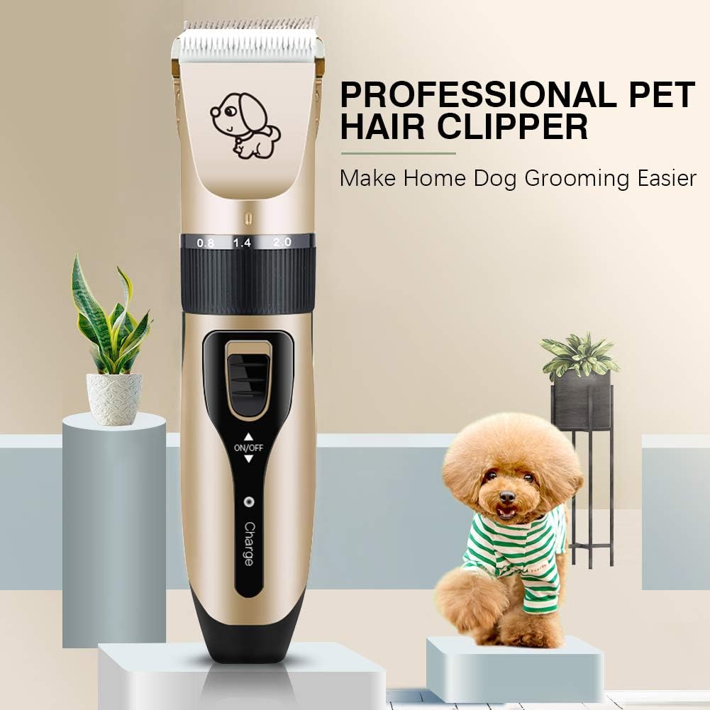 Supoggy Professional Dog Clippers, Rechargeable Cordless Dog Grooming kit, Low Noise Pet Hair Clipper Trimmer Shaver with Comb Guides Scissors Nail Kits for Dogs Cats