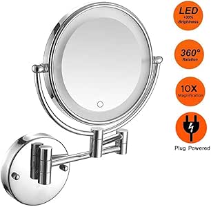 SGSG Espejo de Maquillaje de Pared con Aumento de 10x, Espejo de