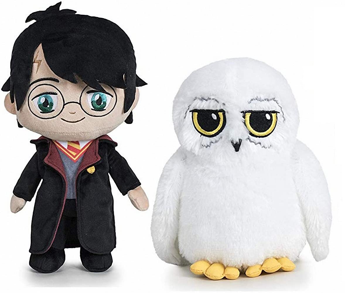 Pack of 2 Harry Potter Plush Toys: Harry Potter (20cm) + Hedwig Owl (15cm)