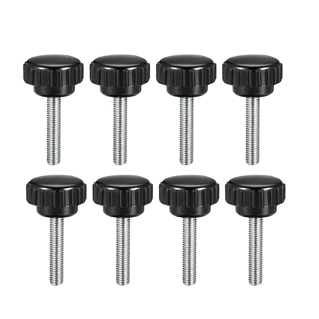 sourcing map M5 x 25mm Metric Male Thread Knurled Clamping Knobs Grip Thumb Screw on Type Hand Clamping Handle Bolt with Plastic Knobs Black 8 Pcs