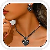 Unicra Crystal Heart Bridal Wedding Jewelry Set Silver Rhinestone Necklace Earrings Bracelet Sets Formal Costume Jewelry for Women and Brides