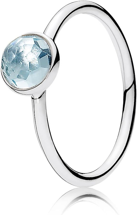 March Droplet Ring, Aqua Blue Crystal 191012nab-60