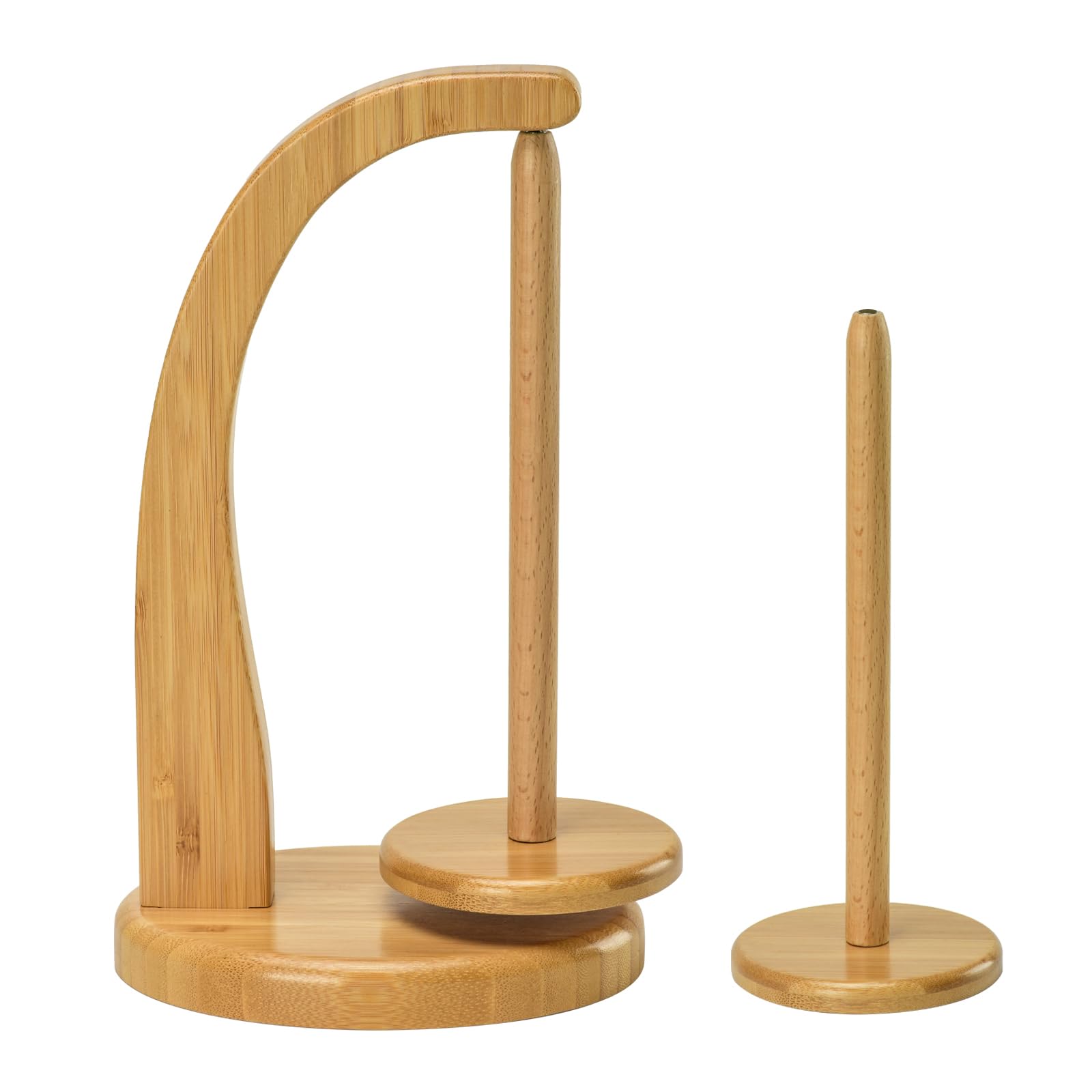Yarn Holder with 2 Pcs Spindles for Knitting and Crocheting,Crochet Gift for Knitting Lovers,Wooden Yarn Spinner for Crochet by Artowell (Original Bamboo Color) Image