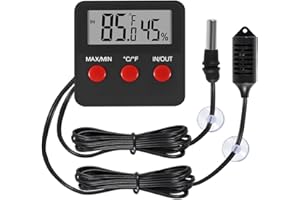 SHUTAO Digital Thermometer and Humidity Thermometers Indoor and Outdoor Digital Temperature and Hygrometer Gauge with Probe for Reptile Terrarium Thermometer Pet Keeping