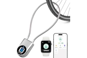 eLinkSmart Fingerprint Padlock, Fingerprint Cable Lock with Bluetooth APP Contral, 15'' Waterproof Keyless Smart Cable Lock Heavy Duty Anti Theft for Bike, Outdoor, Fridge, Gate, Fence, Silver