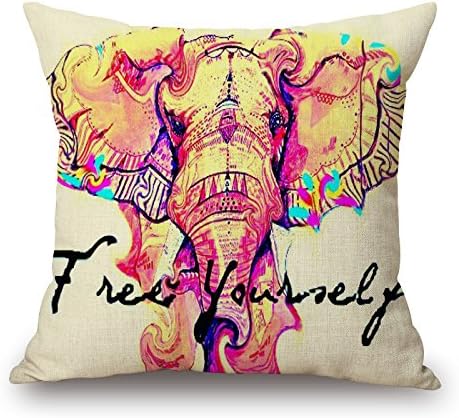 18 X 18 Inch Bright Color Elephant Home Decorative Throw Pillow Case Cushion Cover