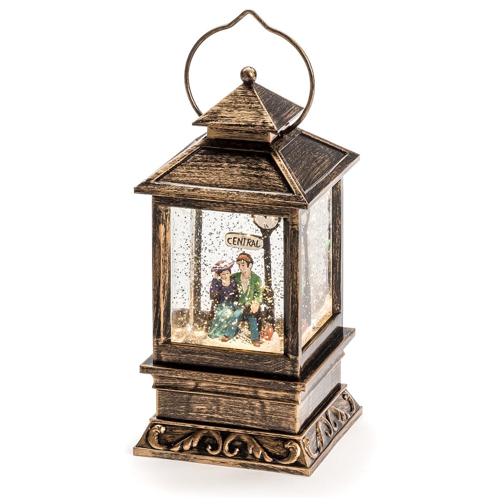 Konstsmide 2809-000 LED Snow Globe Lantern "Santa Dog and Tree Scene", Water Filled, Small 22cm