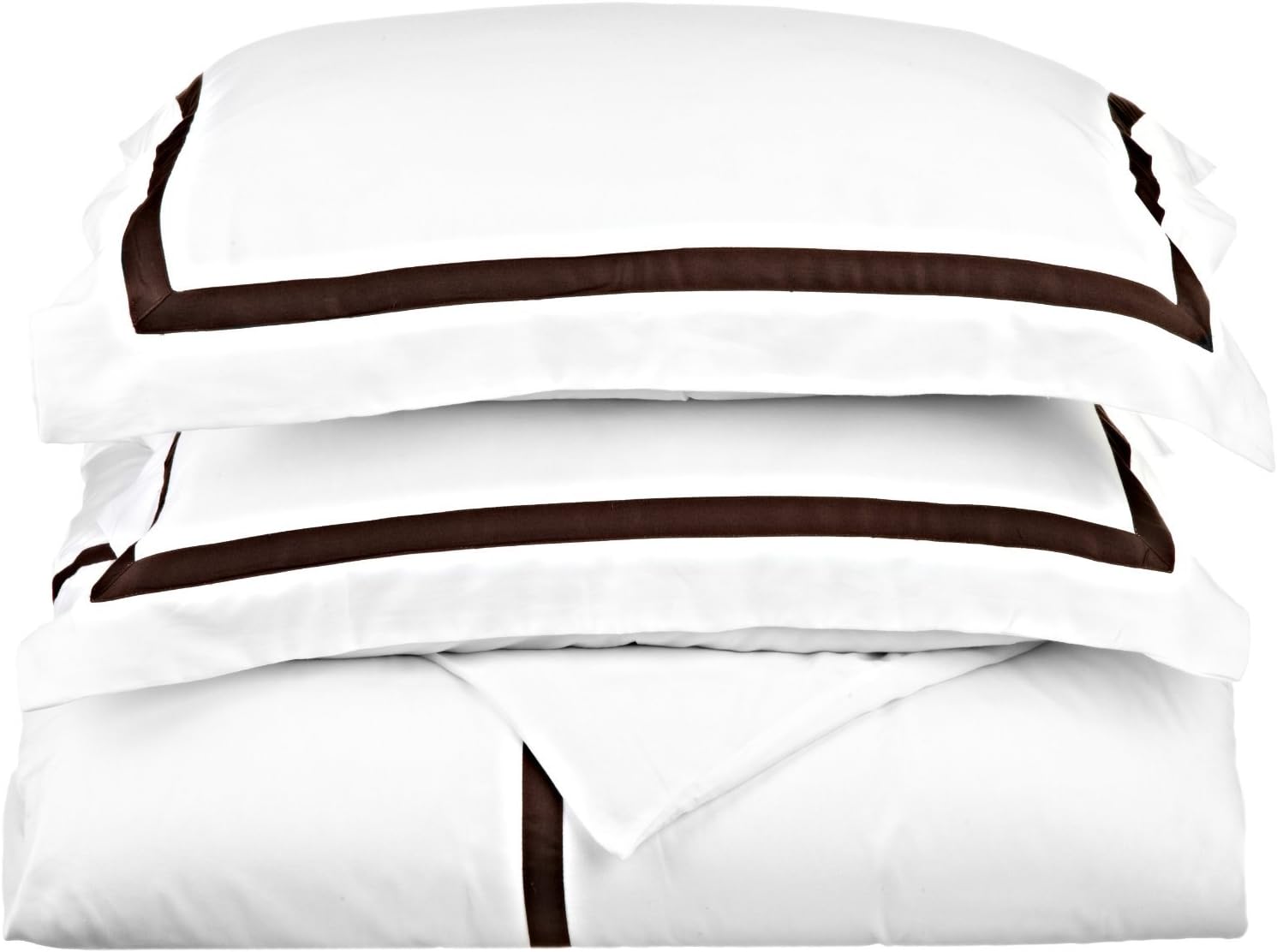 Superior 300 Thread Count 100% Cotton, Hotel Collection, Single Ply, Twin/Twin XL Duvet Cover Set, White/Chocolate
