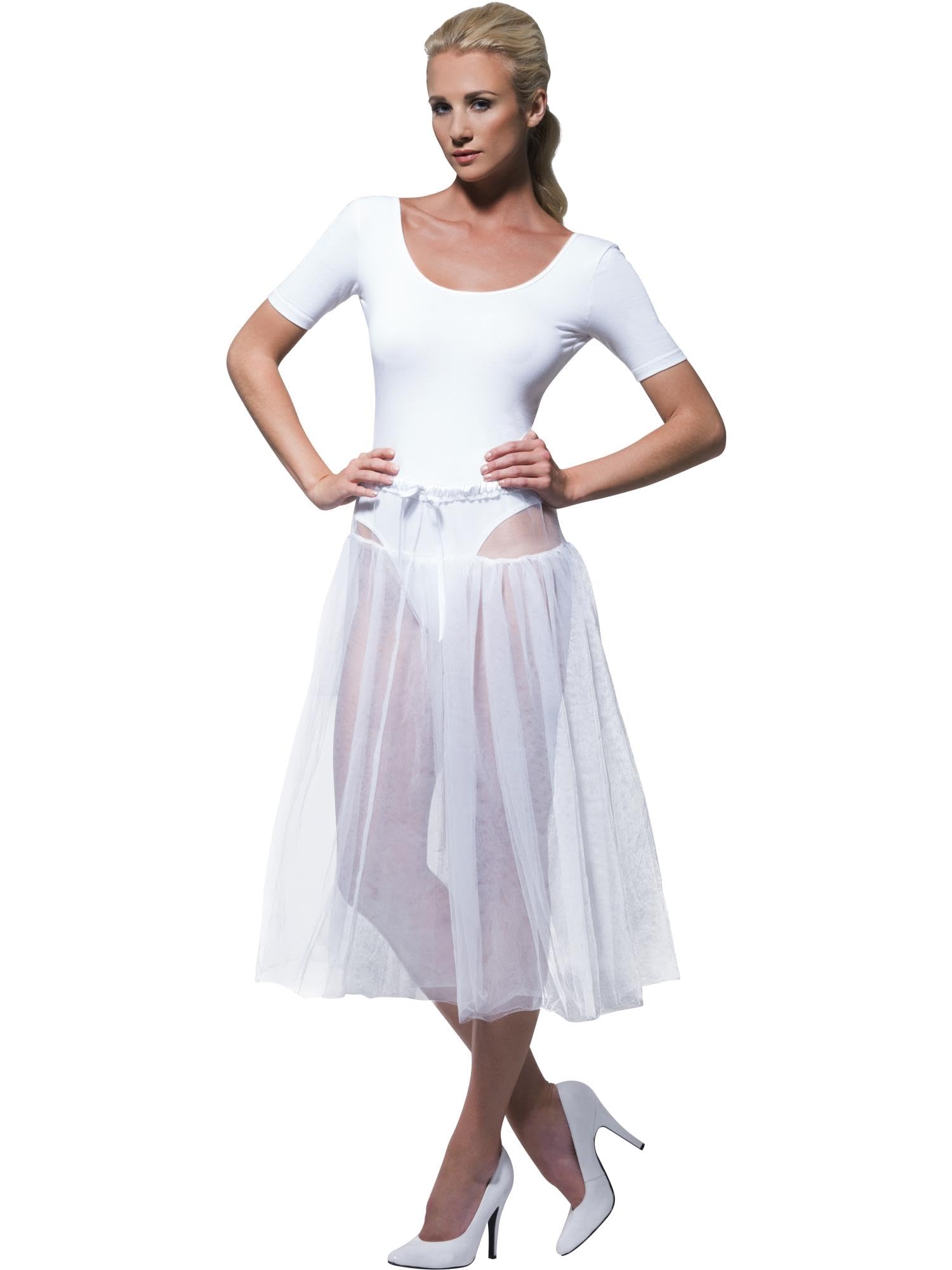 Smiffys 50s Petticoat, White Adjustable, Approx 75cm Length, 1950's Rock'n'Rolla Fancy Dress, 1950s Dress Up Accessories