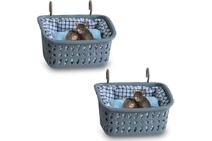 JWShang 2 Rat Hammock for Cage Chew Proof, Rat Warm Bed, Small Animal Hanging Hammock, Rat Cage Accessories for Small Animals Rat, Mouse, Guinea Pig, Chinchilla, Sugar Glider, Ferret (Large)