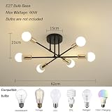 Hudi Fyier Modern Chandelier 6 Light Sputnik Ceiling Fixture Black Gold view 2