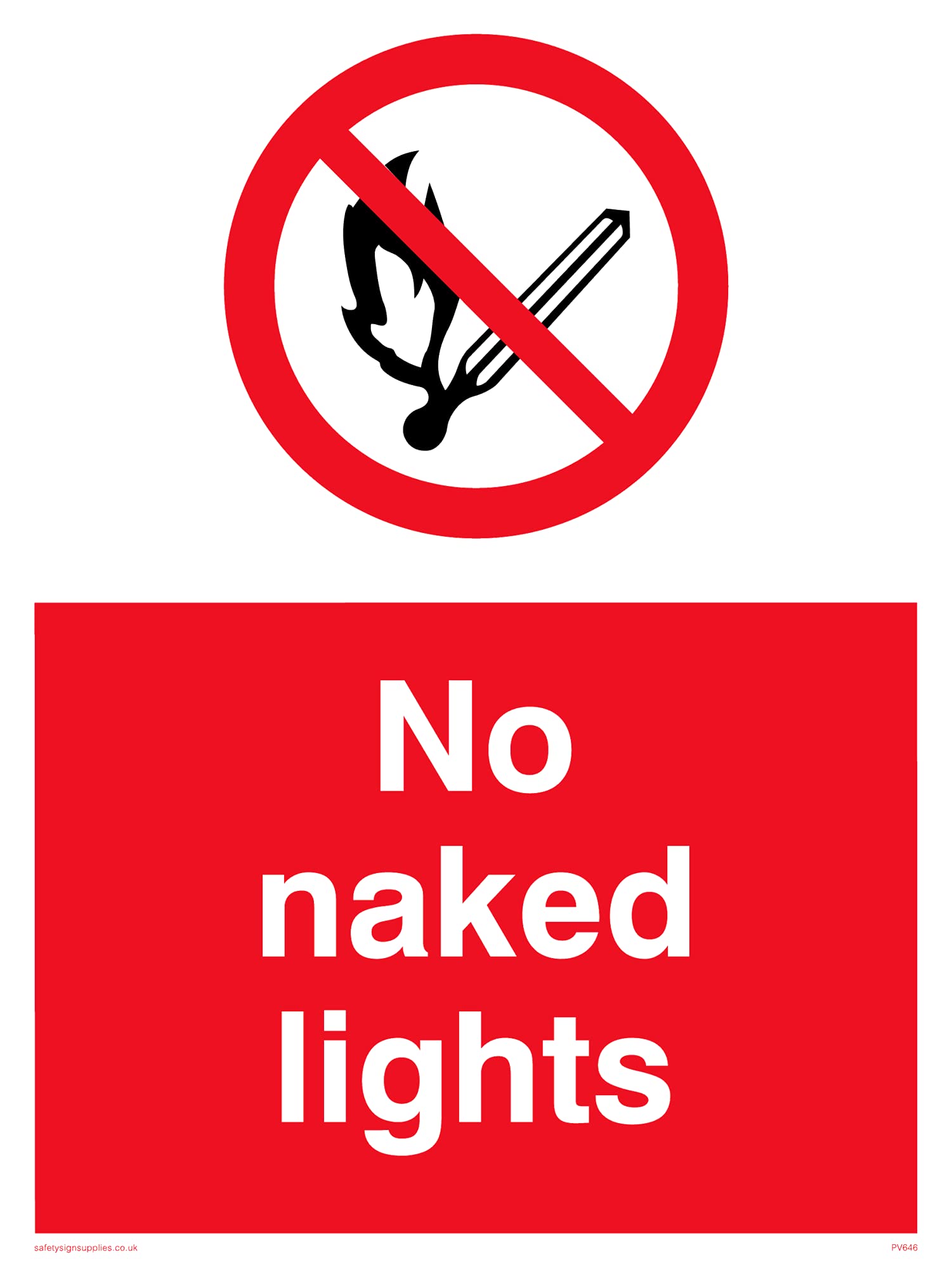 Pack of five - No Naked LightsSafety Sign - 150x200mm - A5P