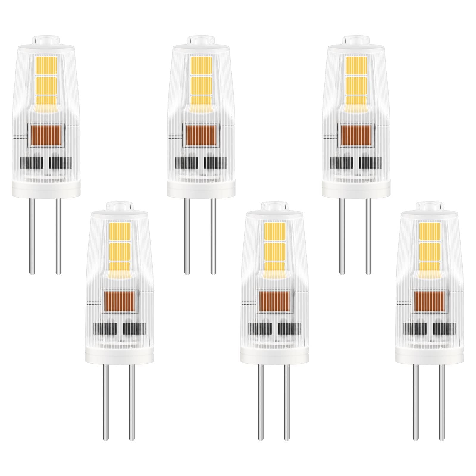 Caldarax 6 Pack G4 LED Bulbs 2W, AC/DC 12V, Equivalent to G4 20W Halogen Bulb, Natural White 4000K, 200LM, Non-Dimmable, Bi-Pin Base Energy Saving Bulb, for Home Lighting, Chandelier, Cabinet — image 1