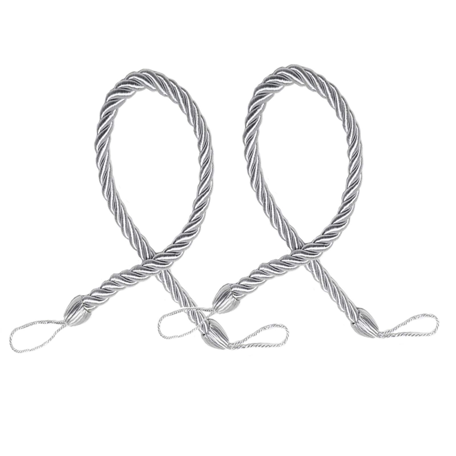 YankMooM 2 Pieces Curtain Tiebacks Simple & Stylish Handmade Weave Curtain Tie Backs for Home Hotel Office Window Curtain Accessories (Grey)