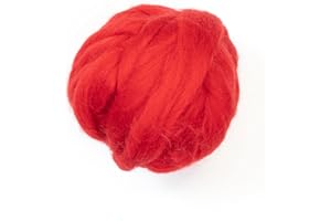 Kondoos Colored Natural wool roving, 8 OZ. Best wool for needle felting, wet felting, handcrafts and spinning. (Red)