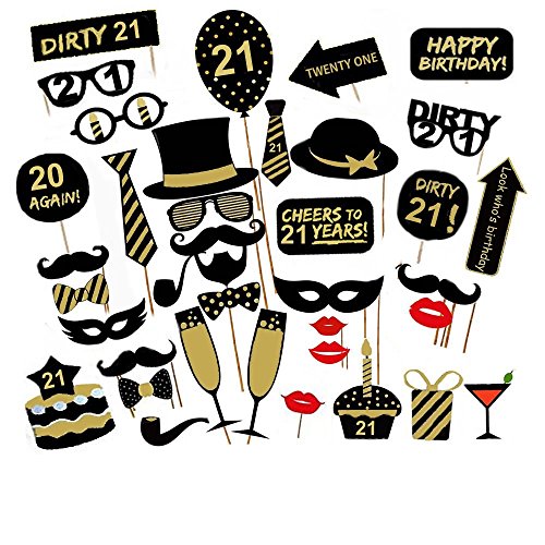 Losuya 21st Birthday Party Photo Booth Props 36pcs DIY Set Funny Photobooth Prop for Unisex 21st Birthday Celebration Losuya 21st Birthday Party Photo Booth Props 36pcs DIY Set Funny Photobooth Prop for Unisex 21st Birthday Celebration