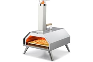 KIARIXO Stainless Steel Portable Pizza Oven - 12 inch Wood Pellet Pizza Grill for Outside Camping Party