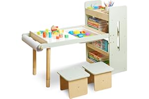 Kids Sensory Table and Chairs Set, Sand & Water Table for Kids Ages 3+, Toddlers Activity Table for Play Study, Craft Desk wi