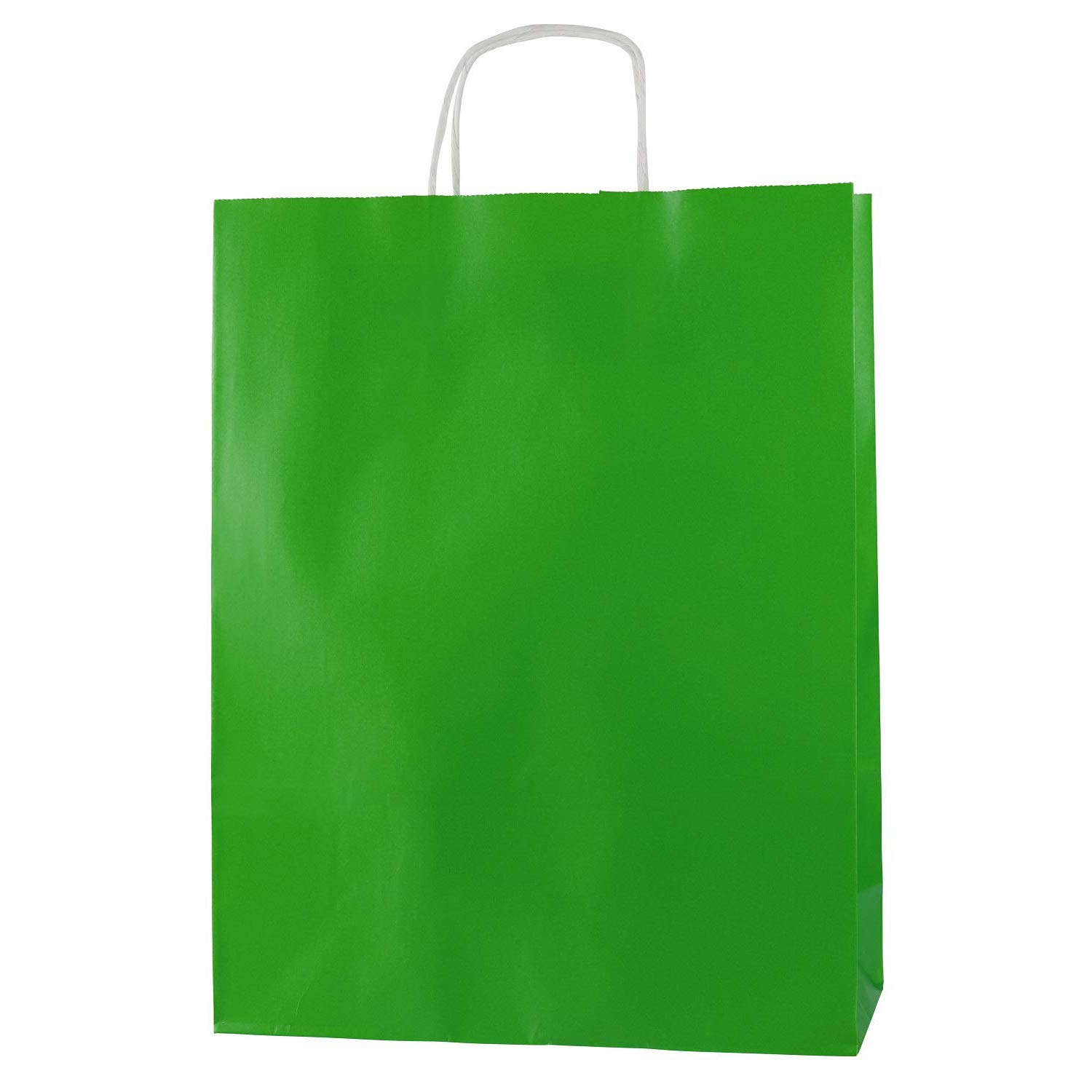 Thepaperbagstore 30 Green Large Paper Bags With Handles - 32x12x41cm - Colourful Paper Gift for Adults and Kids - for Shopping, Party, Retail, Birthdays and Weddings
