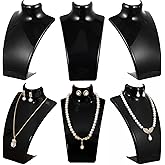 AceOrbit 6 Pcs Acrylic Necklace Display for Vendors, Jewelry Bust Stand Holder, 7.87 x 5.12 x 2.36 Inch Jewelry Display Mannequin for Earrings Necklace, Retail Store & Trade Shows(Black)