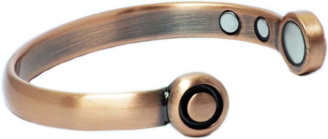 Mens/Ladies Magnetic Therapy Copper Bio Bangle/Wrist Cuff Golfers Elbow Arthritis Joint & Muscle RSI Carpel Tunnel Tendonitis - 6 Maximum Strength 3000 Gause Magnets. Adjustable - One Size Fits All