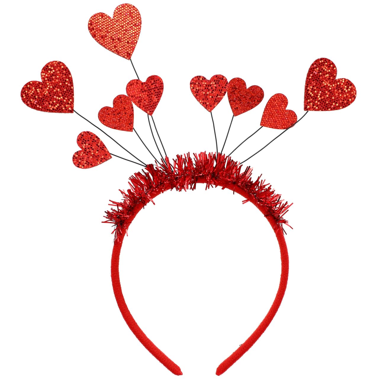 Healvian Red Heart Headband for Adult and Kid Valentines Day Sequins Hair Accessories Love Heart Head Boppers Headdress for Valentines Day Party Photo Props Red
