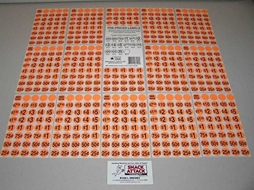 (600) Snack & SODA Vending Machine Price Label Stickers (Orange) /!