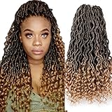 XiuYuan 6 Pcs/Lot Goddess Ombre Faux Locs Crochet Hair With Curly Ends 18 Inch Synthetic Crochet Braids Hair Extensions (T27#)