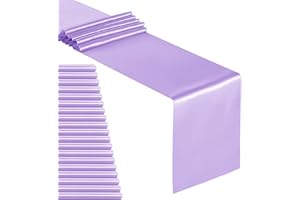 YUHX Pack of 20 Satin Table Runner 12 x 108 Inches Long, Lavender Table Runners for Wedding, Birthday Parties, Banquets Decorations（Lavender, 20 Pack）