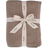 Knitted Organic Cotton Baby Blanket- Swaddle Blanket, 30" x 40" Soft Receiving Blanket for Newborn (Mochachino)