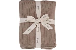 HUXIE Knitted Organic Cotton Baby Blanket- Swaddle Blanket, 30" x 40" Soft Receiving Blanket for Newborn (Mochachino)