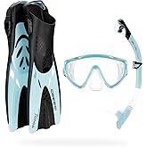 Cressi Snorkeling Set- Short Adjustable Fins, Silicone Mask, and Dry Snorkel- Compact for Travel- Adventure Set- Designed in Italy