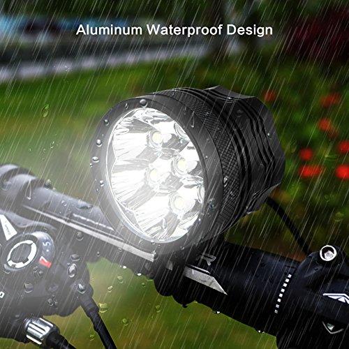 Weihao Bicycle Headlight, 10500 Lumens 7 LED Bike Light, Waterproof Mountain Bike Front Light Headlamp with 96000mAh Rechargeable Battery Pack, AC Charger