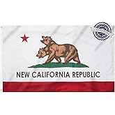 Flagolden New California Republic Flag 3x5 Ft Outdoor Double Sided 3 Ply Polyester NCR CA New California Republic Bear Flags with 2 Brass Grommets