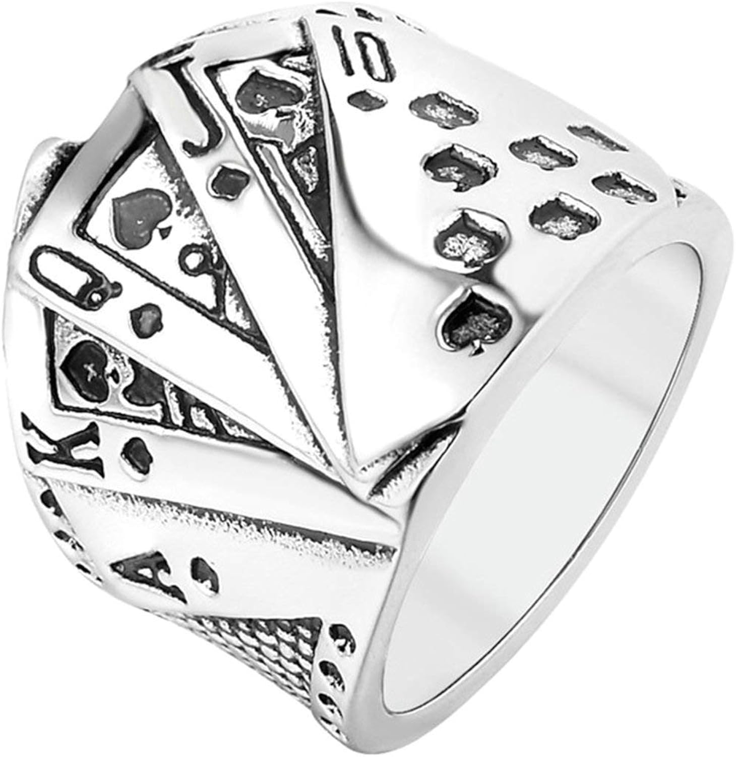 KnSam Biker Rings Men Stainless Steel Poker Ring Size N 1/2Z+4 Amazon