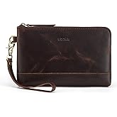 S-ZONE Leather Clutch Purses for Women Wristlet Wallets Small Clutch with Detachable Strap Card Holder Coin Purse