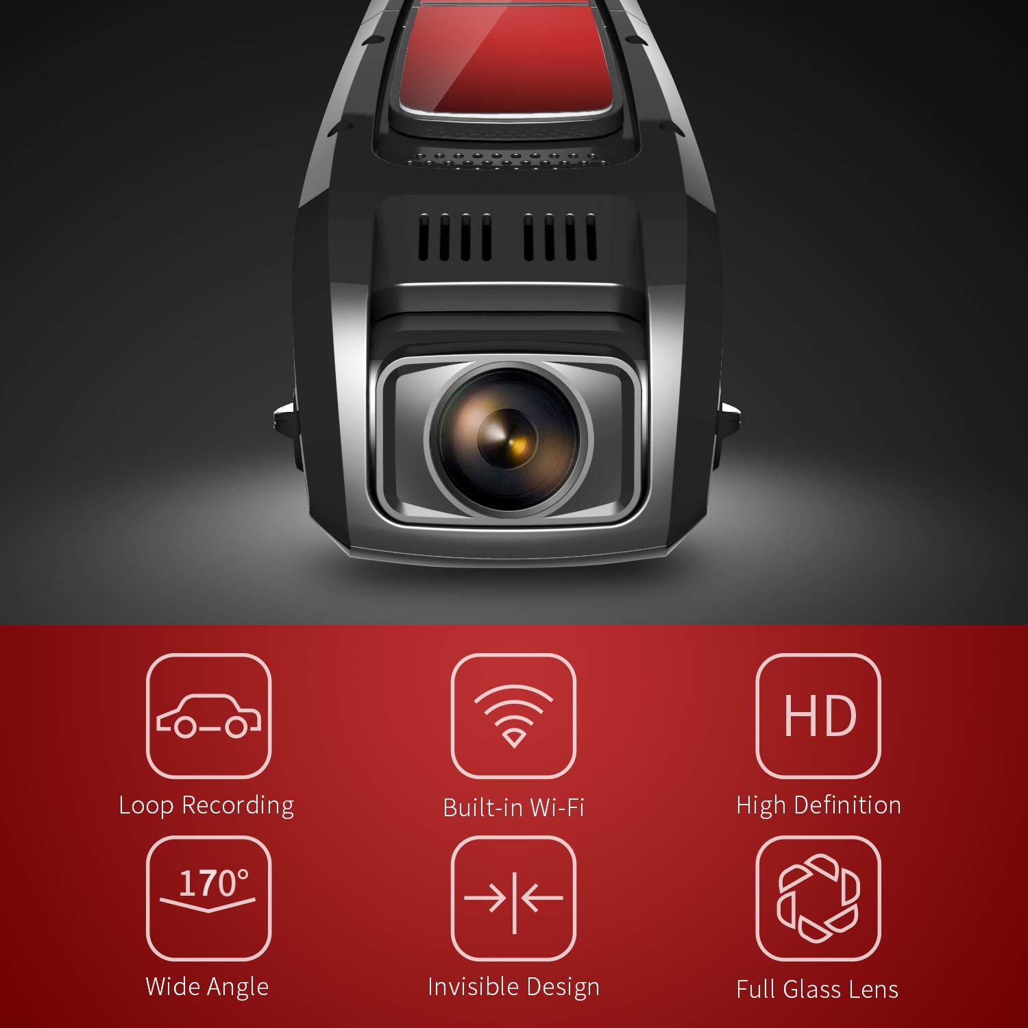 Pruveeo F5 FHD 1080P Dash Cam, Discreet Design Dash Camera for Cars, 170 Wide Angle Buy Online