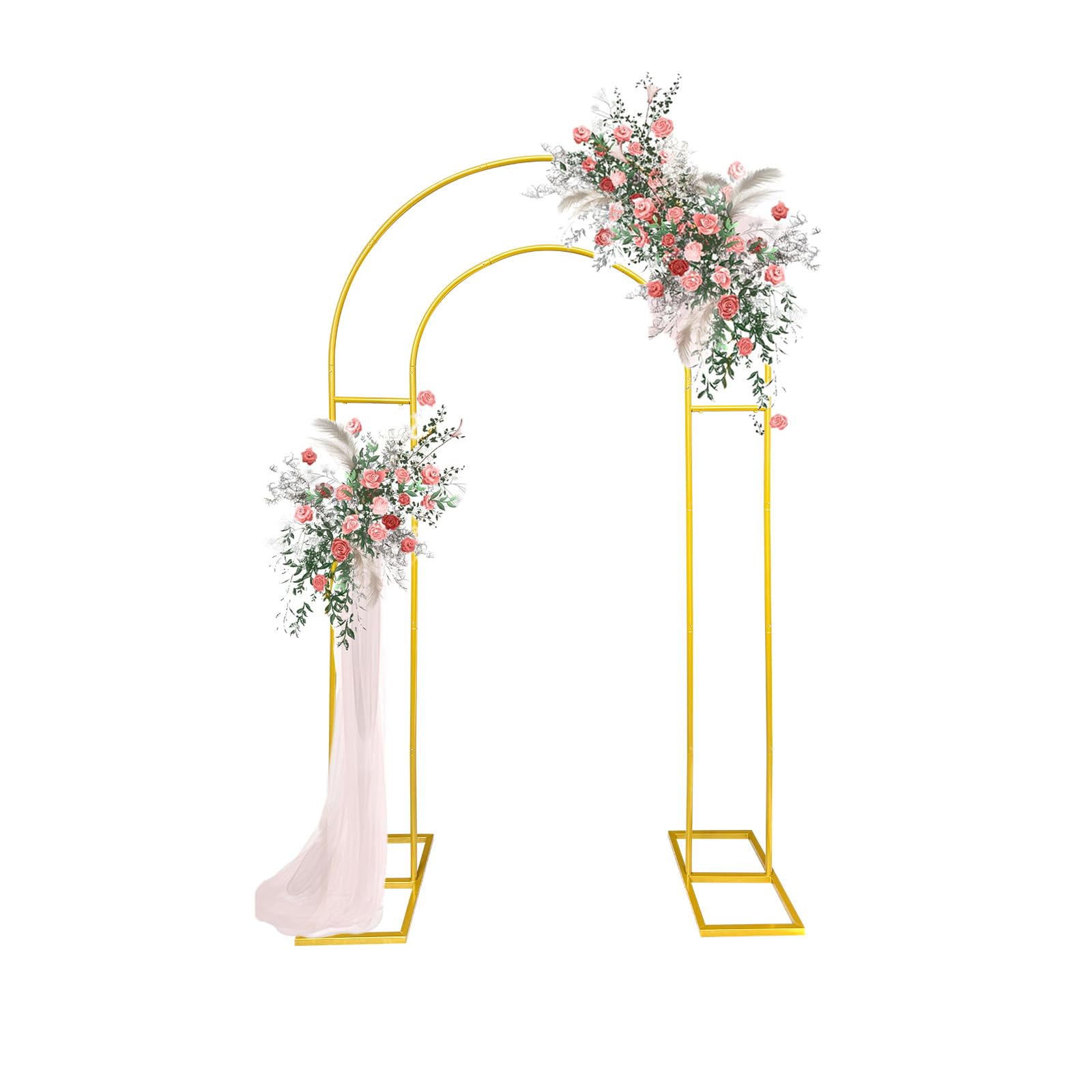 Photo 1 of 7.2FT Gold Double Arch Backdrop Stand, U-Shaped Metal Wedding Arch Frame with Open Back Design for Ceremony Baby Shower Birthday Party Garden Photo Backdrops Decorations