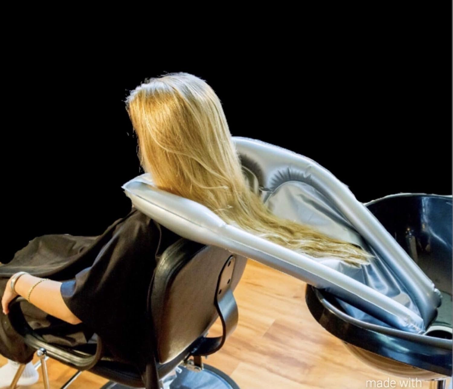 Inflatable Shampoo Funnel Cape for Washing Hair in Any Chair and Basin. Portable Device to Use in Salon, at Home, Nursing Home or Hospital to Keep Clothes Dry! Free Pump Included: Kitchen & Dining