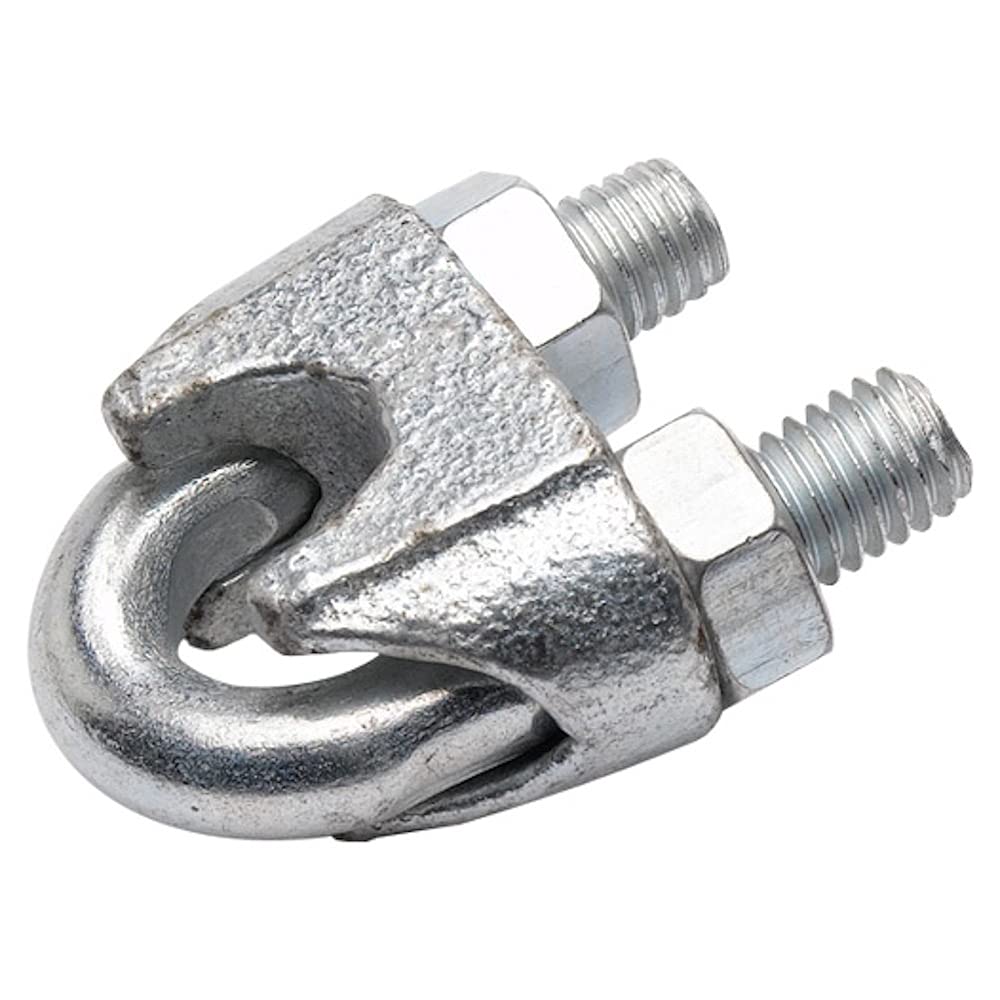 Merriway BH04216 (2 Pcs) Wire Rope Cable Clamp, Galvanised 10 mm, 3/8 inch - Pack of 2 Pieces