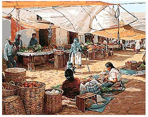Mbywqpaint By Number Indian Girl Market Paint On Canvas Painting Coloring By Numbers Drawing Pictures Home Wall Decoration(Without Framed)