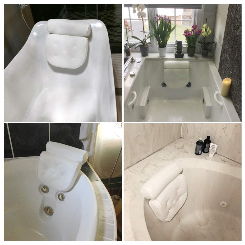 AmazeFan Bath Pillow, Bathtub Spa Pillow with 4D Air Mesh Technology and 7 Suction Cups, Helps Support Head, Back, Shoulder and Neck, Fits All Bathtub, Hot Tub, Jacuzzi and Home Spa : Beauty