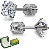 Hopply Moissanite Stud Earrings for Men & Women,D Color VVS1 Hypoallergenic Pure Titanium Screw Back Round Moissanite Wedding Earrings Dainty Cartilage Helix Piercing Jewelry 1-2CT