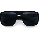 SA106 Mens Rectangular Matte Black Gangster Oversize Plastic Sport Sunglasses