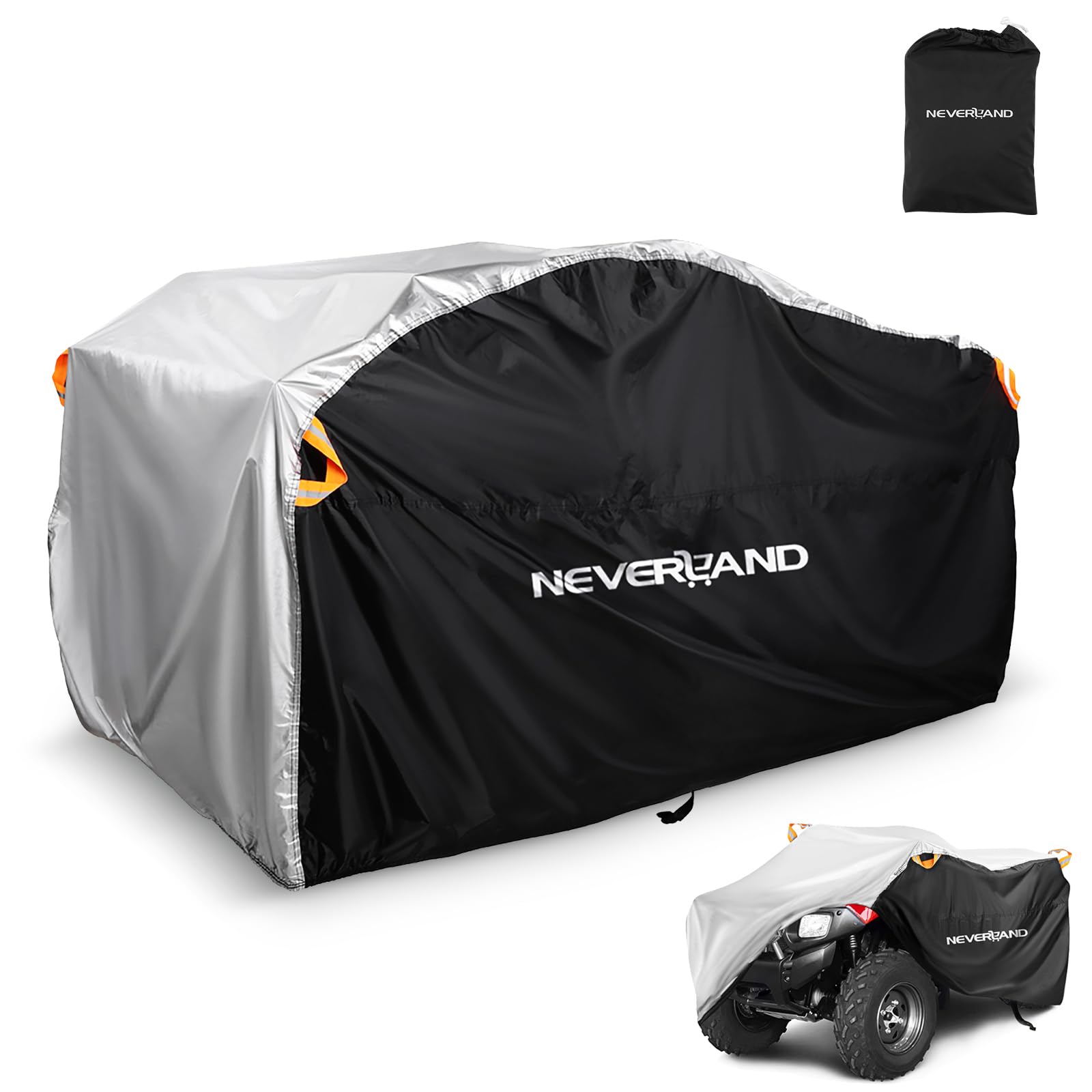 Photo 1 of NEVERLAND Waterproof ATV Cover, Outdoor Heavy Duty Quad Cover Tear-Resistant 4 Wheeler Covers All Weather UV Protection for Polaris Sportsman Yamaha Honda Quad Bike (Silver & Black, XL)